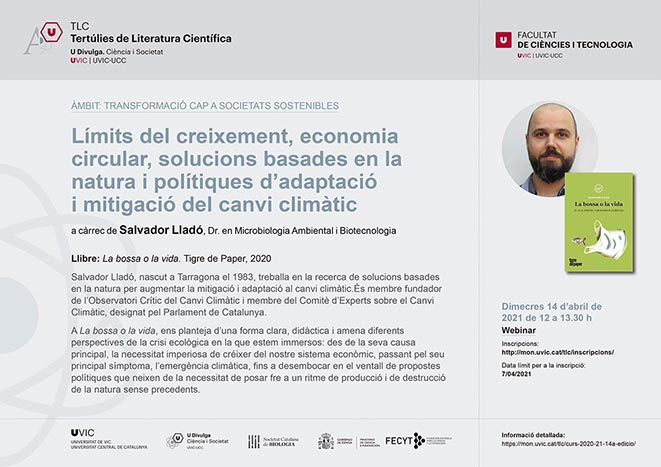 Límits del creixement, economia circular, solucions basades en la natura i polítiques d’adaptació i mitigació del canvi climàtic. Webinar TLC.