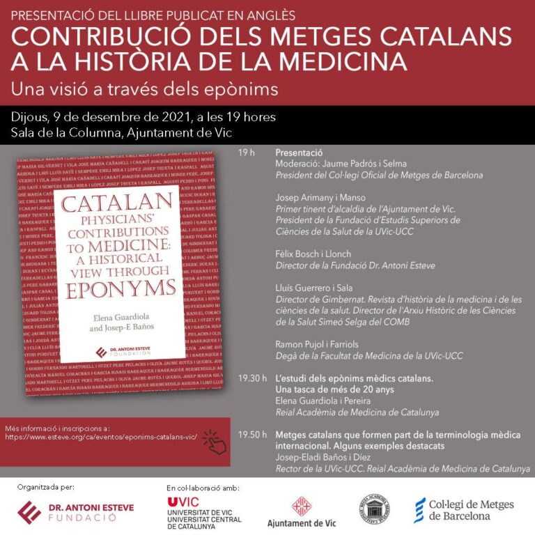 Presentació llibre: Contribució dels metges catalans a la història de la medicina