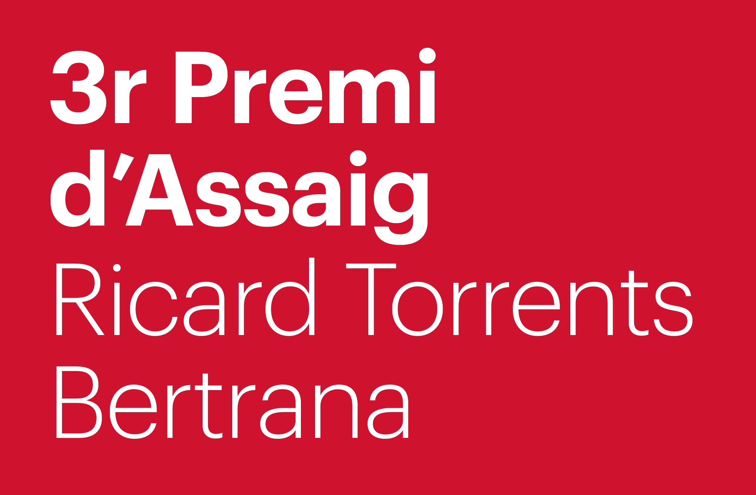 3r Premi d’Assaig Ricard Torrents Bertrana